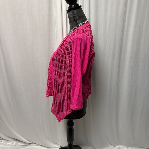 Yest Open Front Cardigan Sheer Design Womens Sz 6 Hot Pink Lightweight Layering - Picture 4 of 11